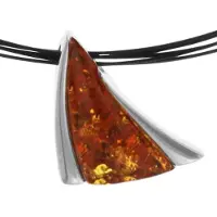 Ostsee-Schmuck Halsreif mit Anhänger - Gleiter-Imke 22 - Silber 925/000 - Bernstein Silber