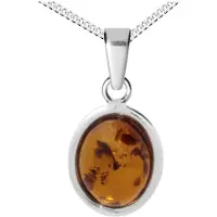 Ostsee-Schmuck Kette mit Anhänger - Classic 10x8 mm - Silber 925/000 - Bernstein Silber