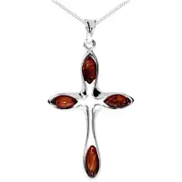 Ostsee-Schmuck Kette mit Anhänger "Kette mit Anhänger Kreuz 38 x 24 mm" Gr. 60, silber (weiß, neutral), Halsketten, Damen, 60cm, Silber 925 (Sterlingsilber), L: 42, Kette mit Anhänger