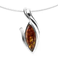 Ostsee-Schmuck Halsreif mit Anhänger - Gleiter-Rikke - Silber 925/000 - Bernstein Silber