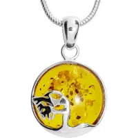 Ostsee-Schmuck Kette mit Anhänger - Windflüchter 16 mm - Silber 925/000 - Bernstein Silber