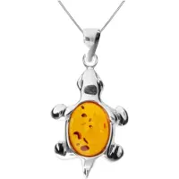 Ostsee-Schmuck Kette mit Anhänger "- Schildkröte - Silber 925/000 - Bernstein" Gr. 50, silber (silber 925, silberfarben, weiß), Schmuck_Sets, Damen, 50, Silber 925 (Sterlingsilber), Kette mit Anhänger
