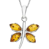 Ostsee-Schmuck Kette mit Anhänger - Schmetterling - Silber 925/000 - Bernstein Silber