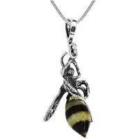 Ostsee-Schmuck Kette mit Anhänger - Wespe 28 mm - Silber 925/000 - Bernstein Silber