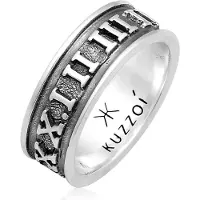 KUZZOI Silberring "Ring Herren Bandring Römische Zahlen 925 Silber" Gr. 56, grau, Fingerringe, Herren, 56, Silber 925 (Sterlingsilber), Silberring