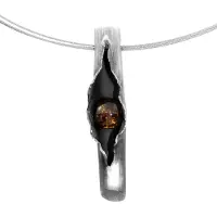 Ostsee-Schmuck Halsreif mit Anhänger - Gleiter-Hedi-Sarah Vicenca - Silber 925/000 - Bernstein Weiß
