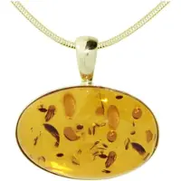 Ostsee-Schmuck Kette mit Anhänger - Classic 24x16 mm - Gold 333/000 - Bernstein Gelb