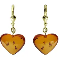 Ostsee-Schmuck Paar Ohrhänger "- Herz 18 mm - Gold 333/000 - Bernstein" Gr. 30, gold (gold 333, goldfarben, gelb), Ohrringe, Damen, 30, Gelbgold 333, Paar Ohrhänger