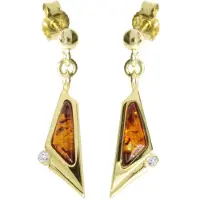 Ostsee-Schmuck Paar Ohrhänger "- Agneta - Silber 925/000, vergoldet - Bernstein/Zirk." Gr. 30, gold (goldfarben, gelb), Ohrringe, Damen, 30, Silber 925 (Sterlingsilber), Paar Ohrhänger