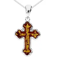 Ostsee-Schmuck Kette mit Anhänger "- Kreuz 20x15 mm - Silber 925/000 - Bernstein" Gr. 36, silber (silber 925, silberfarben, weiß), Schmuck_Sets, Damen, Silber 925 (Sterlingsilber), Kette mit Anhänger