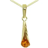 Ostsee-Schmuck Kette mit Anhänger - Blütenkelch - Gold 333/000 - Bernstein Gelb