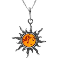 Ostsee-Schmuck Kette mit Anhänger "Kette mit Anhänger Sonne 26 mm" Gr. 42, silber (weiß, neutral), Halsketten, Damen, 42cm, Silber 925 (Sterlingsilber), L: 42, Kette mit Anhänger
