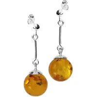Ostsee-Schmuck Paar Ohrhänger "Ohrhänger Kugel 8 mm Ohrhänger Kugel 8 mm", weiß (weiß, neutral), Ohrringe, Damen, 29x8mm, Silber 925 (Sterlingsilber), Paar Ohrhänger