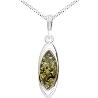 Ostsee-Schmuck Kette mit Anhänger "- Nordica - Silber 925/000 - Bernstein" Gr. 50, silber (silber 925, silberfarben, weiß), Schmuck_Sets, Damen, 50, Silber 925 (Sterlingsilber), Kette mit Anhänger