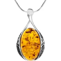 Ostsee-Schmuck Kette mit Anhänger "- Annika - Silber 925/000 - Bernstein" Gr. 42, silber (silber 925, silberfarben, weiß), Schmuck_Sets, Damen, 42, Silber 925 (Sterlingsilber), Kette mit Anhänger