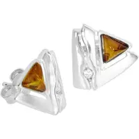 Ostsee-Schmuck Paar Ohrstecker "- Benita - Silber 925/000 - Bernstein/Zirkonia" Gr. 12, silber (silber 925, silberfarben, weiß), Ohrringe, Damen, 12, Silber 925 (Sterlingsilber), Paar Ohrstecker