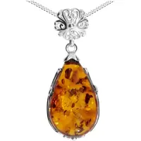 Ostsee-Schmuck Kette mit Anhänger - Vanessa - Silber 925/000 - Bernstein Weiß