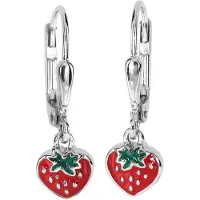 Ostsee-Schmuck Paar Ohrhänger "Ohrhänger Erdbeere Ohrhänger Erdbeere", rot (weiß, neutral), Ohrringe, Damen, 22x6mm, Silber 925 (Sterlingsilber), Paar Ohrhänger