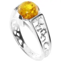 Ostsee-Schmuck Fingerring "- Kiruna - Silber 925/000 - Bernstein" Gr. 58, silber (silber 925, silberfarben, weiß), Fingerringe, Damen, 58, Fingerring