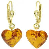 Ostsee-Schmuck Ohrhänger - Herz 11 mm - Gold 333/000 - Bernstein Gold