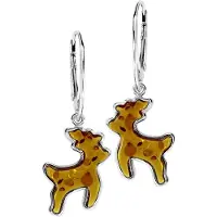 Ostsee-Schmuck Ohrhänger - Hirsch - Silber 925/000 - Bernstein Silber