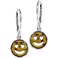 Ostsee-Schmuck Paar Ohrhänger "Ohrhänger Smiley Ohrhänger Smiley", weiß (weiß, neutral), Ohrringe, Damen, 30x11mm, Silber 925 (Sterlingsilber), Paar Ohrhänger