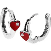 Ostsee-Schmuck Paar Creolen "Creole kleines Herz Creole kleines Herz", weiß (weiß, neutral), Ohrringe, Damen, 14 x 5mm, Silber 925 (Sterlingsilber), Paar Creolen