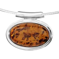 Ostsee-Schmuck Kette mit Anhänger "- Birte 21 mm - Silber 925/000 - Bernstein" Gr. 42, silber (silber 925, silberfarben, weiß), Schmuck_Sets, Damen, 42, Silber 925 (Sterlingsilber), Kette mit Anhänger