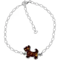 Ostsee-Schmuck Armband "- Hund - Silber 925/000 - Bernstein" Gr. 20, silber (silber 925, silberfarben, weiß), Armbänder, Damen, Silber 925 (Sterlingsilber), Armband