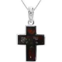 Ostsee-Schmuck Kette mit Anhänger "Kette mit Anhänger Kreuz 24 x 19 mm" Gr. 42, silber (weiß, neutral), Halsketten, Damen, 42cm, Silber 925 (Sterlingsilber), L: 42, Kette mit Anhänger