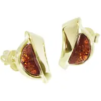 Ostsee-Schmuck Paar Ohrstecker "- Lale - Silber 925/000, vergoldet - Bernstein" Gr. 14, gold (goldfarben, gelb), Ohrringe, Damen, 14, Silber 925 (Sterlingsilber), Paar Ohrstecker