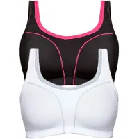 Susa 2er Pack Sport BH Move high Schwarz-pink weiß-grau