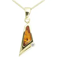 Ostsee-Schmuck Kette mit Anhänger - Agneta - Gold 585/000 - Bernstein/Brillant Gold