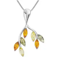 Ostsee-Schmuck Kette mit Anhänger "- Paulin - Silber 925/000 - Bernstein" Gr. 50, silber (silber 925, silberfarben, weiß), Schmuck_Sets, Damen, 50, Silber 925 (Sterlingsilber), Kette mit Anhänger