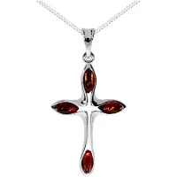 Ostsee-Schmuck Kette mit Anhänger "Kette mit Anhänger Kreuz 30 x 19 mm" Gr. 50, silber (weiß, neutral), Halsketten, Damen, 50cm, Silber 925 (Sterlingsilber), L: 38, Kette mit Anhänger