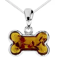 Ostsee-Schmuck Kette mit Anhänger - Knochen - Silber 925/000 - Bernstein Silber