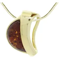 Ostsee-Schmuck Kette mit Anhänger "- Gleiter-Lale - Silber 925/000, vergoldet - Bernstein" Gr. 50, gold (goldfarben, gelb), Schmuck_Sets, Damen, 50, Silber 925 (Sterlingsilber), Kette mit Anhänger