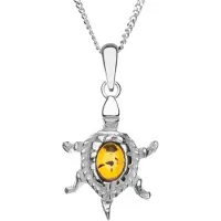 Ostsee-Schmuck Kette mit Anhänger "- Schildkröte - Silber 925/000 - Bernstein" Gr. 45, silber (silber 925, silberfarben, weiß), Schmuck_Sets, Damen, 45, Silber 925 (Sterlingsilber), Kette mit Anhänger