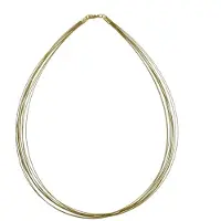 Ostsee-Schmuck Halsreif "- Nyloncollier 13-reihig -goldfarben- - Edelstahl - Verschluß aus Gold 333/000" Gr. 45, gold (gold 333, goldfarben, gelb), Halsketten, Damen, 45, Edelstahl, Halsreif