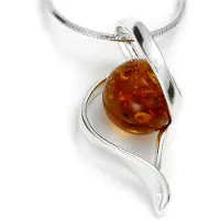 Ostsee-Schmuck Kette mit Anhänger - Gleiter-Isabella - Silber 925/000 - Bernstein Silber
