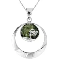 Ostsee-Schmuck Kette mit Anhänger - Windflüchter 30 mm - Silber 925/000 - Bernstein Silber