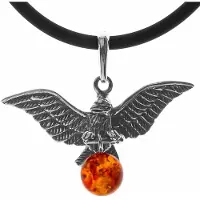 Ostsee-Schmuck Halsreif "Kette mit Anhänger Adler - Kautschukreif" Gr. 50, silber (weiß, neutral), Halsketten, Damen, 50cm, Silber 925 (Sterlingsilber), L: 45, Halsreif