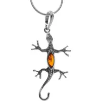 Ostsee-Schmuck Kette mit Anhänger "Kette mit Anhänger Salamander" Gr. 50, silber (weiß, neutral), Halsketten, Damen, 50cm, Silber 925 (Sterlingsilber), L: 42, Kette mit Anhänger
