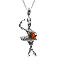 Ostsee-Schmuck Kette mit Anhänger "Kette mit Anhänger Ballerina" Gr. 60, silber (weiß, neutral), Halsketten, Damen, 60cm, Silber 925 (Sterlingsilber), L: 42, Kette mit Anhänger