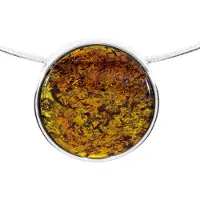 Ostsee-Schmuck Halsreif mit Anhänger - Gleiter-Frouke 24 mm - Silber 925/000 - Bernstein Silber