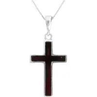 Ostsee-Schmuck Kette mit Anhänger "Kette mit Anhänger Kreuz 28 x 18 mm" Gr. 45, silber (weiß, neutral), Halsketten, Damen, 45cm, Silber 925 (Sterlingsilber), L: 42, Kette mit Anhänger