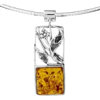 Ostsee-Schmuck Halsreif mit Anhänger - Vilma - Silber 925/000 - Bernstein Silber