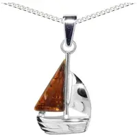Ostsee-Schmuck Kette mit Anhänger "Kette mit Anhänger Schiffchen" Gr. 45, silber (weiß, neutral), Halsketten, Damen, 45cm, Silber 925 (Sterlingsilber), L: 40, Kette mit Anhänger