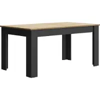 Gami Esstisch "Manchester", schwarz (schwarz, eiche helvezia, schwarz, eiche helvezia), B:160cm H:77cm T:90cm, Spanplatte aus Pinus sylvestris, Tische, Esstisch, mit Auszug 160 (200) cm