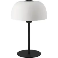 Eglo Tischlampe Solo 2, Nachttischlampe mit Lampenschirm, Tischleuchte aus Metall in Schwarz und Glas geätzt in Weiß, E27 Fassung, 41,5 cm
